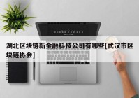 湖北区块链新金融科技公司有哪些[武汉市区块链协会]